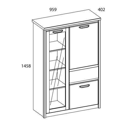 Шкаф с витриной 1V2D1S-1, JAZZ, цвет КАШТАН НАЙРОБИ / ОНИКС