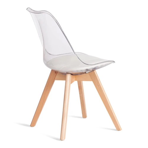 Стул TULIP (mod. 73-1) дерево/пластик/экокожа, 47,5x55x80 см, Прозрачный (Transparent) (Комплект из 4 шт.)