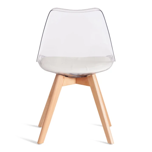 Стул TULIP (mod. 73-1) дерево/пластик/экокожа, 47,5x55x80 см, Прозрачный (Transparent) (Комплект из 4 шт.)