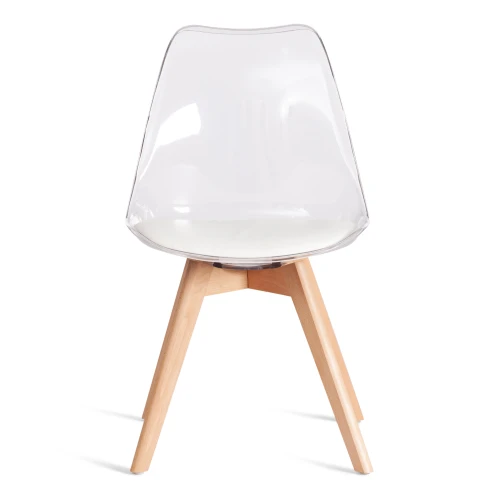 Стул TULIP (mod. 73-1) дерево/пластик/экокожа, 47,5x55x80 см, Прозрачный (Transparent) (Комплект из 4 шт.)