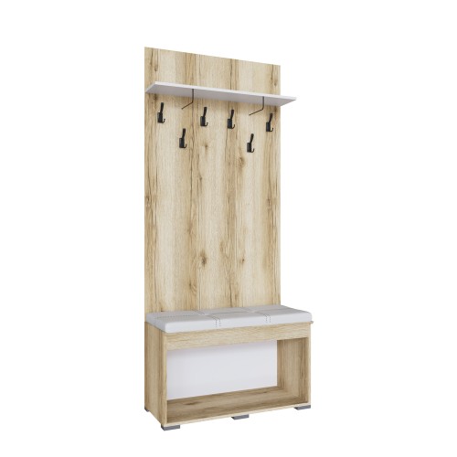 Тумба с вешалкой Плейона, Дуб Делано, Белый