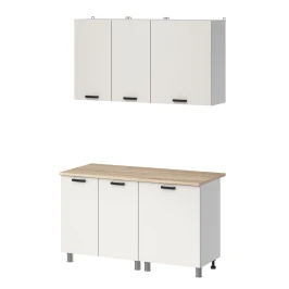 Готовая кухня МК Аленушка 1,4м Лаванда Молочный,скоба черный,сонома