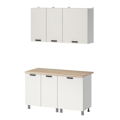 Готовая кухня МК Аленушка 1,4м Лаванда Молочный,скоба черный,сонома