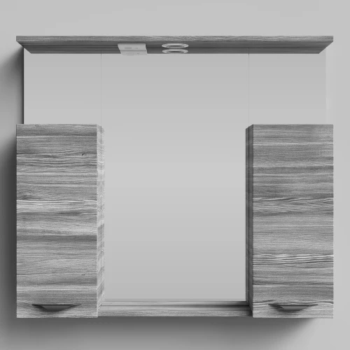 Зеркало Марко 90, ручки Черные, Лиственница структурная контрастно-серая ПВХ 64202