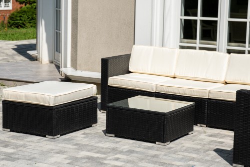 "Даллас" лаунж-зона из искусственного ротанга на 5 персон, цвет черный