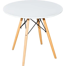 SQT-11 Стол обеденный БЕЛЫЙ D100, столешница МДФ, основание бук+металл