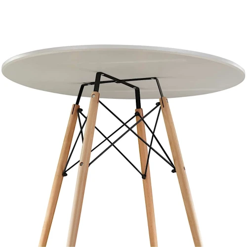 SQT-11 Стол обеденный БЕЛЫЙ D100, столешница МДФ, основание бук+металл