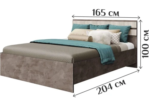 Кровать «Лондон 1600» КМК 0467.19, Оникс/Бетон пайн светлый