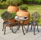 Набор мебели из литого алюминия стол с керамикой «АНТИК» (ANTIQUE) д.60см арт.6152 и два стула «НЬЮ ЙОРК» арт.6026-2 Набор мебели из литого алюминия стол с керамикой «АНТИК» (ANTIQUE) д.60см арт.6152 и два стула «НЬЮ ЙОРК» арт.6026-2