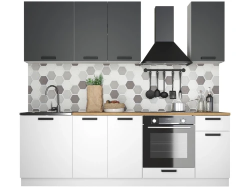 Кухонный гарнитур «Ника» Нео 2,4м, Антрацит/Белый