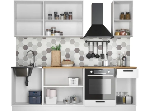 Кухонный гарнитур «Ника» Нео 2,4м, Антрацит/Белый