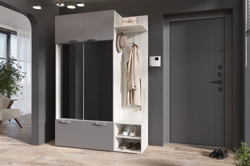 Прихожая Стелла, Графит, Дуб Крафт Белый