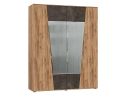 Шкаф 4-х створчатый Соренто, Дуб крафт, Бетон темный
