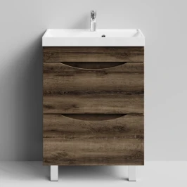Тумба Лайт 60 напольный, Дуб крымский коричневый ПВХ 131005-9005 Vodok с раковиной в комплекте