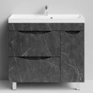 Тумба Лайт 90 напольный, Мрамор Графит софт тач ПВХ 4044-3, 2 ящика, 1 дверь справа Vodok с раковиной в комплекте