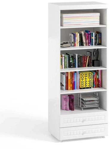 Шкаф-стеллаж с ящиками (гл.410) Монако МН-51 белое дерево