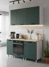 Готовый кухонный гарнитур МК Аленушка 1,6м в.6 Лаванда Изумруд,скоба черный,сонома