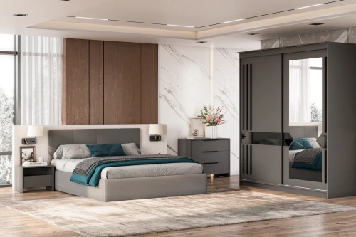 Кровать с основанием двойная №4, Серый