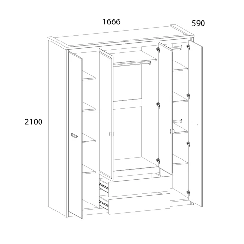 Шкаф 4DG2S Z , JAZZ, цвет Каштан найроби/Оникс