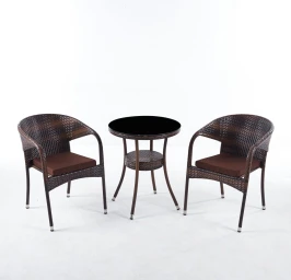 Комплект мебели стол Венеция + 2 кресла Греция из искусственного ротанга Dark Brown