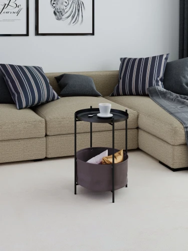 Стол журнальный Элдей рогожка коричневый/черный