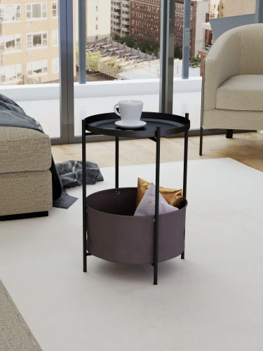 Стол журнальный Элдей рогожка коричневый/черный