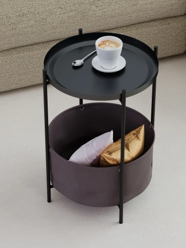 Стол журнальный Элдей рогожка коричневый/черный