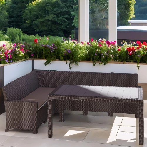 Комплект мебели под ротанг Калифорния “California“ с угловым диваном 240х240 см арт.80497-5П с подушками и столом 165х95 см