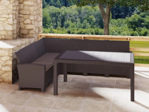 Комплект мебели под ротанг Калифорния “California“ с угловым диваном 240х240 см арт.80497-5П с подушками и столом 165х95 см