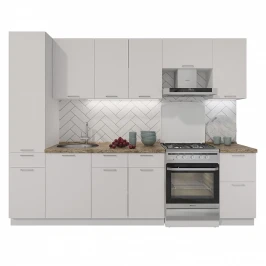 Модульная кухня Мемфис 2700 Атласный серый МДФ прямая