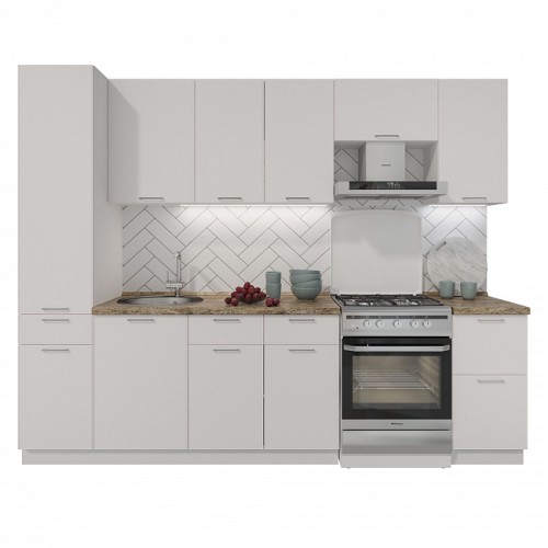 Модульная кухня Мемфис 2700 Атласный серый МДФ прямая