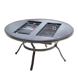Стол круглый с электрическим барбекю из литого алюминия БАРБЕКЮ-2 «BBQ-2» D136 см