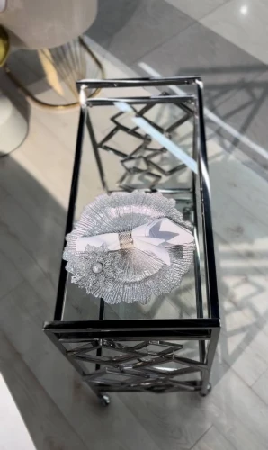 Стол сервировочный Эмили ЕТ-219, 80х40х82 см, глянцевое серебро