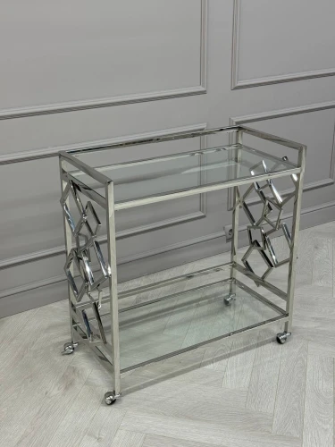 Стол сервировочный Эмили ЕТ-219, 80х40х82 см, глянцевое серебро
