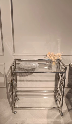 Стол сервировочный Эмили ЕТ-219, 80х40х82 см, глянцевое серебро