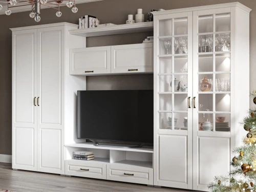 Тумба ТВ «Лацио», Белый/Белое дерево