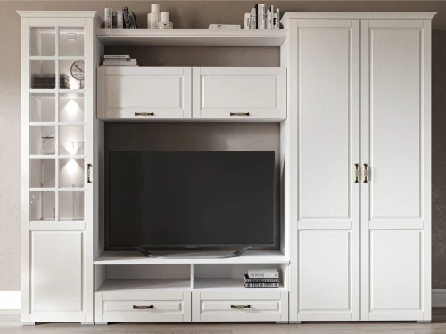 Тумба ТВ «Лацио», Белый/Белое дерево