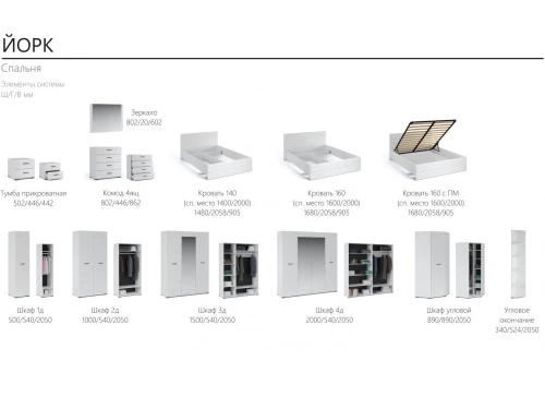 Шкаф «Йорк» 1дв, Белый/белый глянец