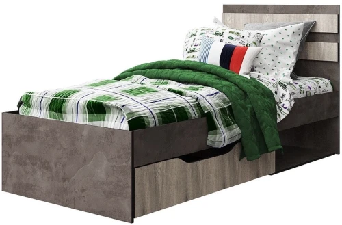Кровать «Лондон 900» КМК 0467.18, Оникс/Бетон пайн светлый