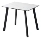 Стол ТИК ТАК 90  Белый мрамор MATTE, керамика / Черный каркас М-City