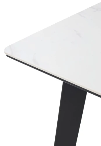 Стол ТИК ТАК 90  Белый мрамор MATTE, керамика / Черный каркас М-City