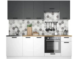 Кухонный гарнитур «Ника» Нео 2,4м с вытяжкой, Антрацит/Белый