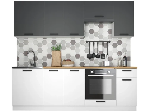 Кухонный гарнитур «Ника» Нео 2,4м с вытяжкой, Антрацит/Белый