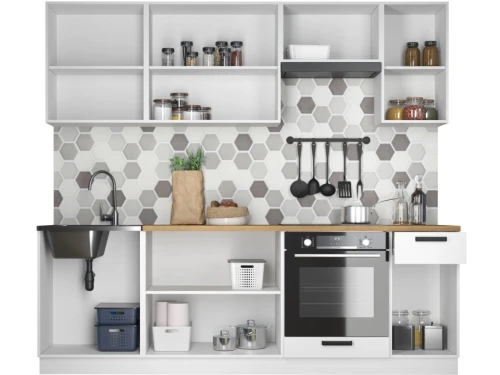 Кухонный гарнитур «Ника» Нео 2,4м с вытяжкой, Антрацит/Белый