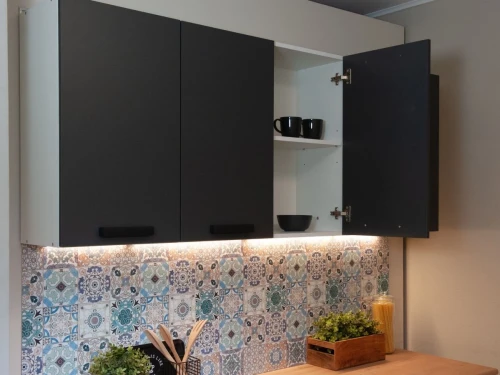 Кухонный гарнитур «Ника» Нео 2,4м с вытяжкой, Антрацит/Белый