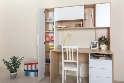 Стол рабочий Комфорт 12.95 N, Дуб сонома, Белый