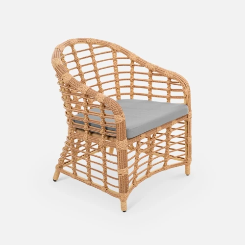 Кресло Miro Индийское дерево, RAL 1014, Mossle 990 из искусственного ротанга