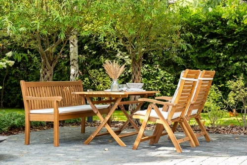 Обеденный комплект из акации KARO со скамьей  Joygarden