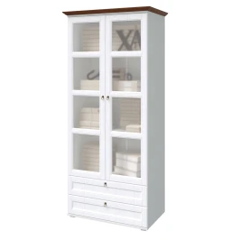 Шкаф двухстворчатый со стеклом Валенсия, Белый