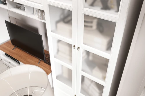 Шкаф двухстворчатый со стеклом Валенсия, Белый